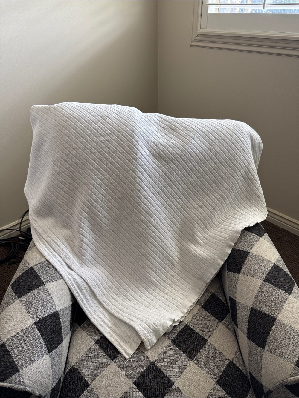 Ralph Lauren Home White Ribbed Knit Queen Vintage Made in USA